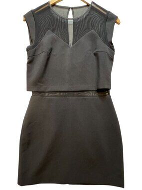 Express Women's Mesh Mini Dress Sleeveless Stretch Size 6 Black Zipper Back